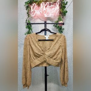 Urban romantics tan long sleeve crop blouse